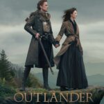 Title: Outlander below a picture of a man and woman standing together on a ledge