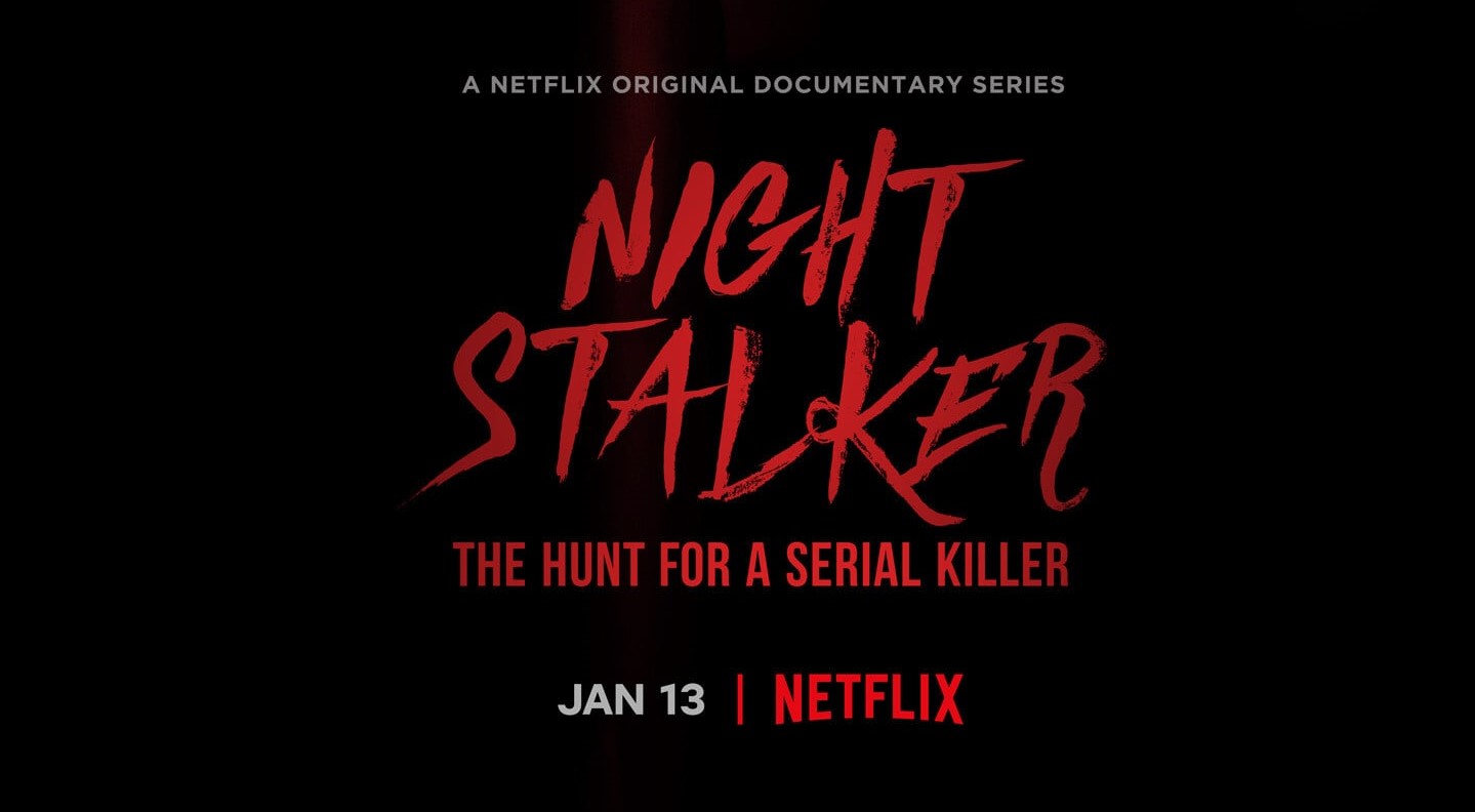 Title: Nicht Stalker The Hunt for a serial killer written in red on a black background