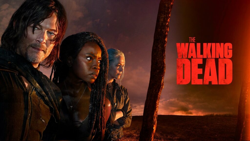 Promo picture of The Walking Dead with three of the lead actors staring off into the distance