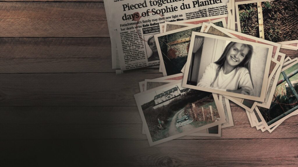 an old newspaper and a series of snapshots of Sophie and her home on an old wooden table